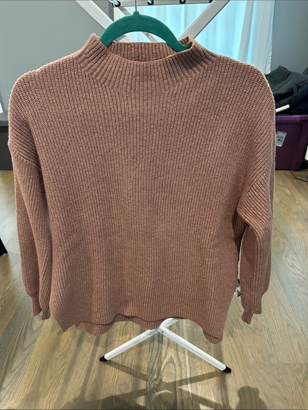 Women’s Ribbed Mock Neck Sweater - Dusty Rose